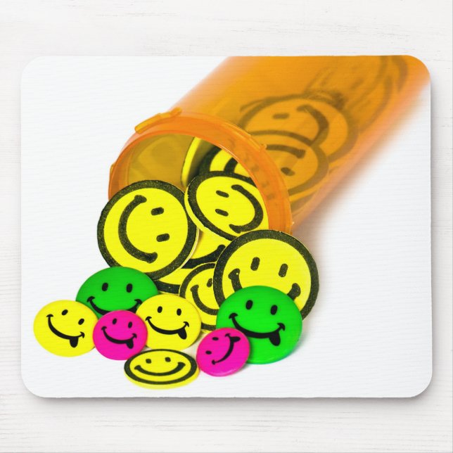 Happy Pills in Prescription Bottle Mouse Pad (Front)