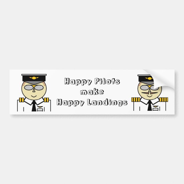 Happy pilots make happy landings Bumper Bumper Sticker (Front)