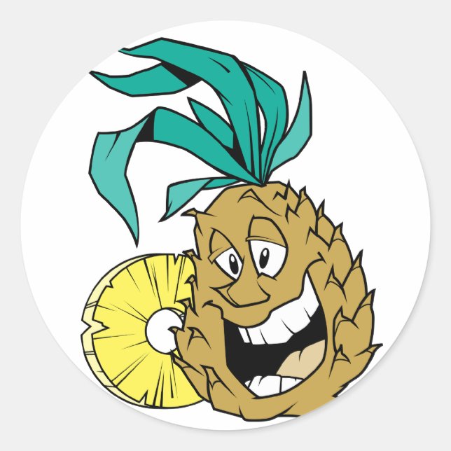 Happy Pineapple Classic Round Sticker (Front)