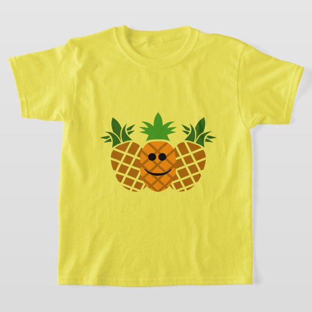 Happy Pineapple Design - Girls' Basic T-Shirt (Laydown)