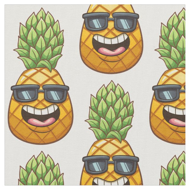 Happy Pineapple Fabric (Close Up)