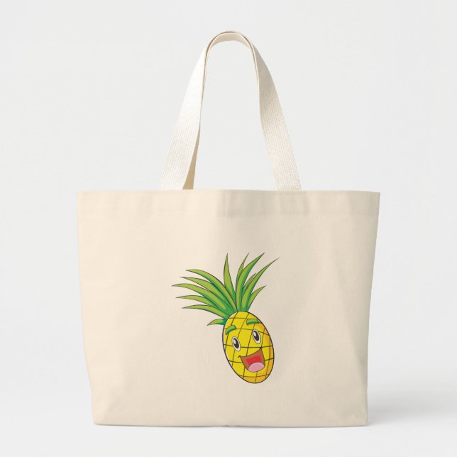 Happy Pineapple Large Tote Bag (Front)