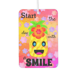 Happy Pineapple Smile Motivation Cute Car Air Freshener