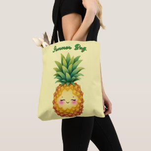 Happy Pineapple Summer Tote Bag