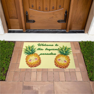 Happy Pineapple Welcome Mat