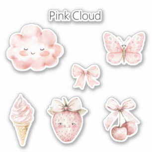 Happy Pink Cloud Eyelashes Butterfly Strawberry
