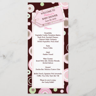 Happy Pink Dots Baby Shower Menu Card