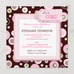 Happy Pink Dots Girl Baby Shower Invitation