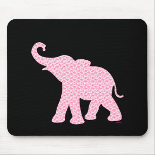 Happy Pink Elephant-Art Pattern Cute Mouse Pad