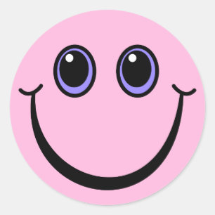 Happy Pink Emoji Face Classic Round Sticker