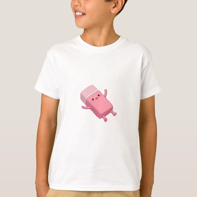 Happy Pink Eraser Friend Kids T-Shirt (Front)