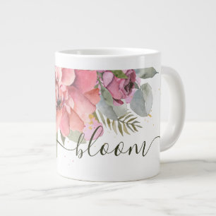 Happy Pink Floral "Bloom" Large Coffee Mug