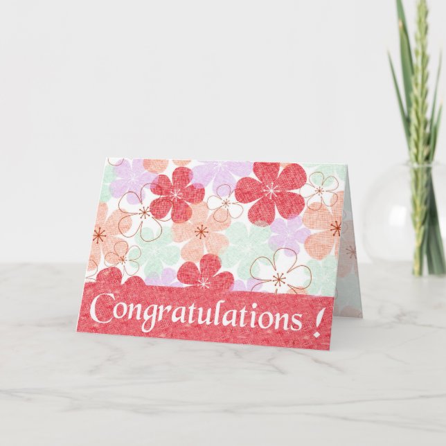 Happy Pink Garden - Congratulations ! Card (Front)
