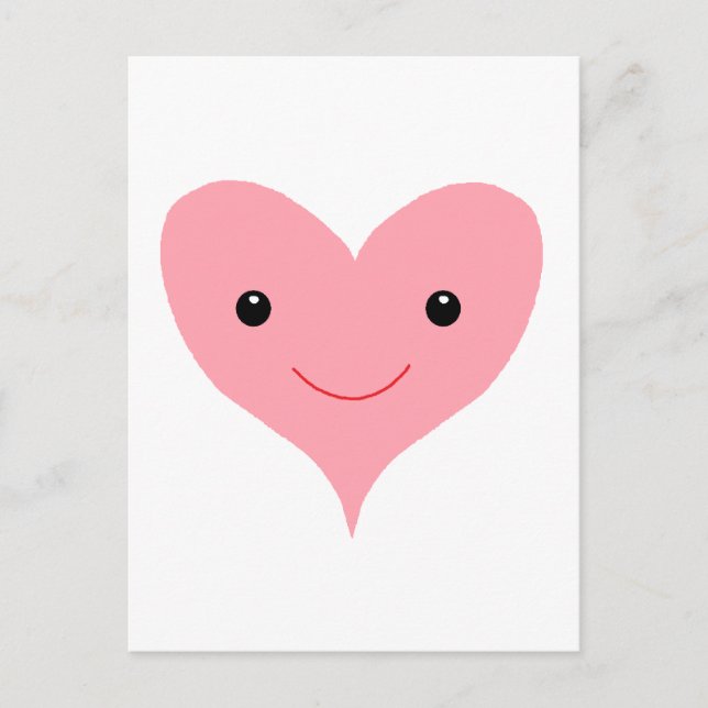 Happy Pink Heart Postcard (Front)