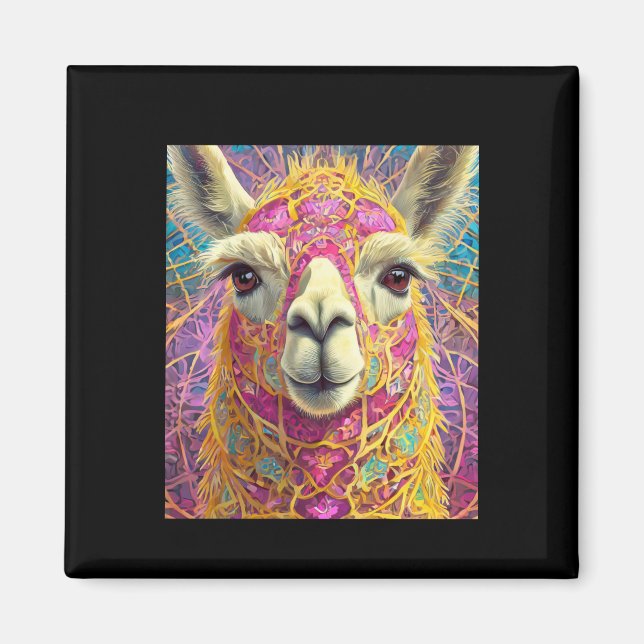 Happy Pink Lama Alpaca Sticker  Magnet (Front)