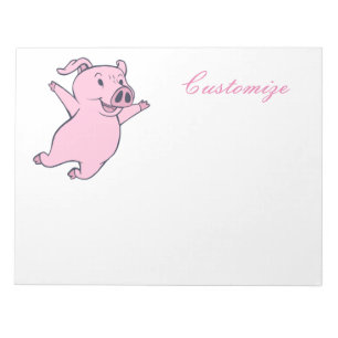 Happy Pink Pig Jumping Thunder_Cove  Notepad