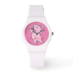 Happy Pink Pig Jumping Thunder_Cove Watch