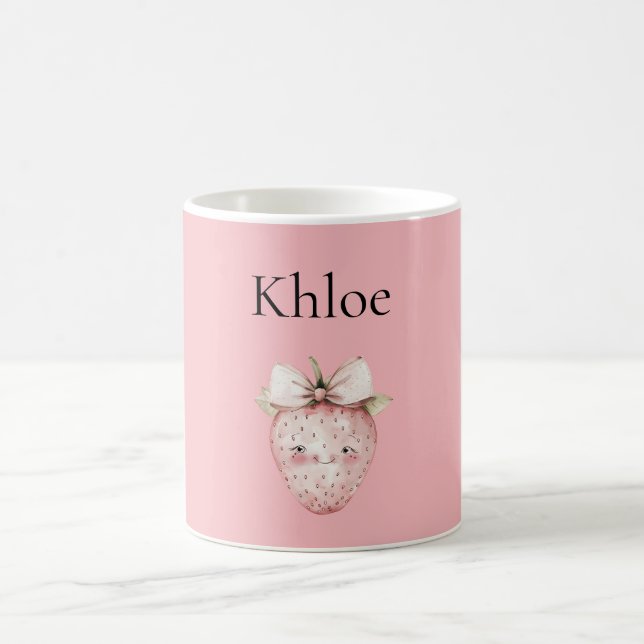 Happy Pink Strawberry Coffee Mug (Center)