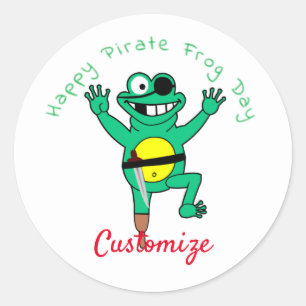 Happy Pirate Frog Day Thunder_Cove Classic Round Sticker