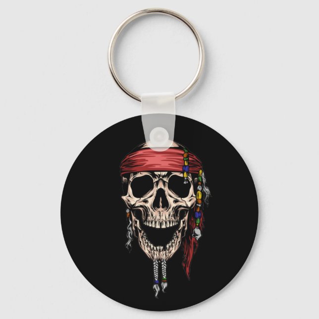 Happy Pirate Skull Ghost Royal Key Ring (Front)
