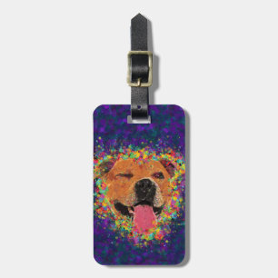 Happy Pit Bull Pop Art Luggage Tag