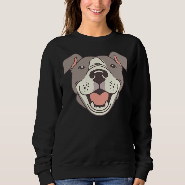 Happy Pit Bulls Paws On Red Sweatshirt (Front)