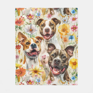 Happy Pitbull Dogs, Pit Bulls Fleece Blanket