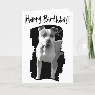 Happy pitbull greeting card