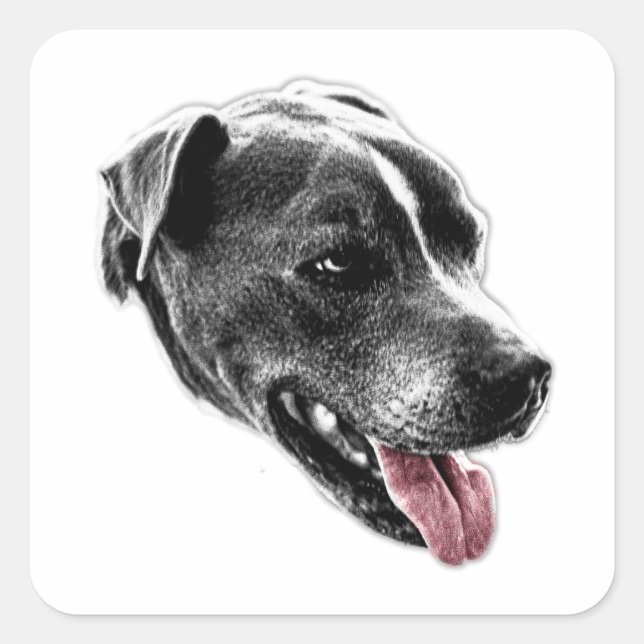  Happy Pitbull Mix Red Tongue Art Sticker (Front)