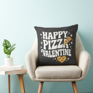 Happy Pizza Valentine Funny Pizza Love Design Cushion