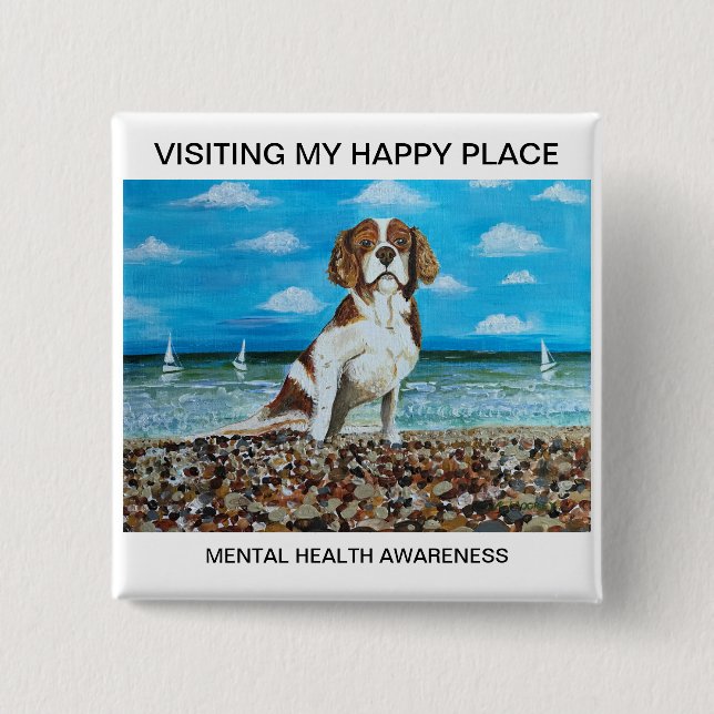 Happy Place 15 Cm Square Badge (Front)