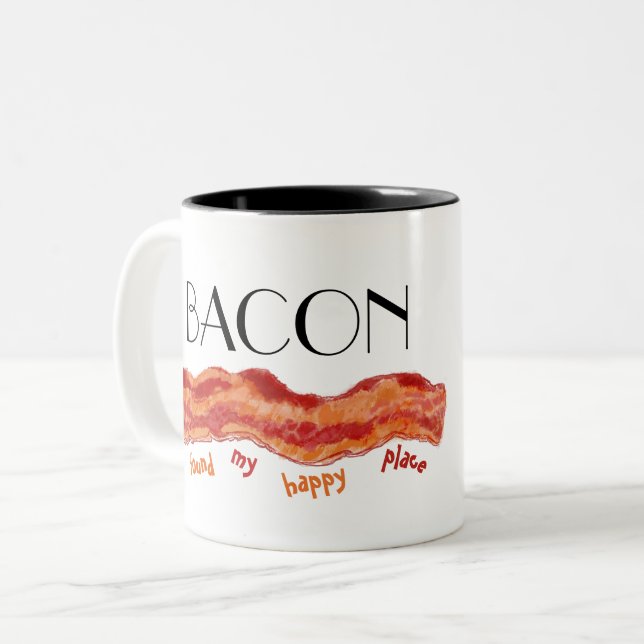 Happy Place Bacon Two-Tone Coffee Mug (Front Left)