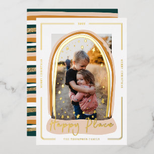 Happy Place Modern Snow Globe Christmas Photo