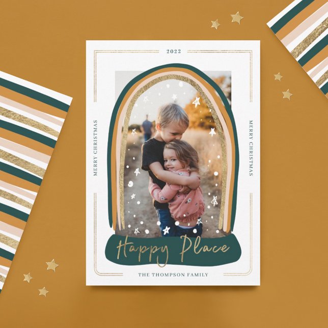 Happy Place Modern Snow Globe Christmas Photo Holiday Card (Creator Uploaded)