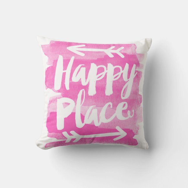 Happy Place - Pink Pillow (Front)