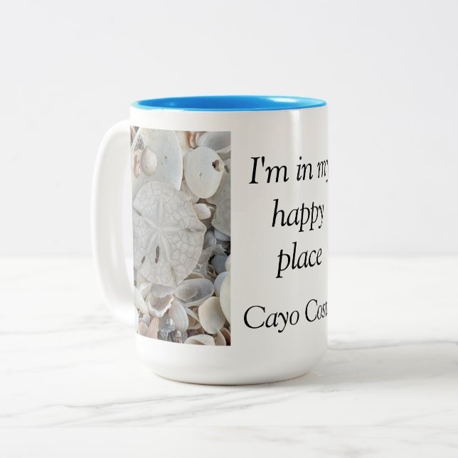 Happy place sand dollar Two-Tone coffee mug (Front Left)