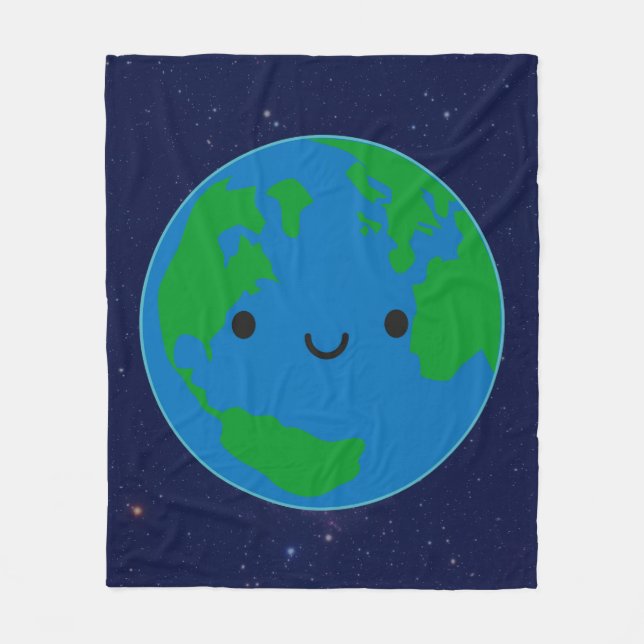 Happy Planet Earth Fleece Blanket (Front)
