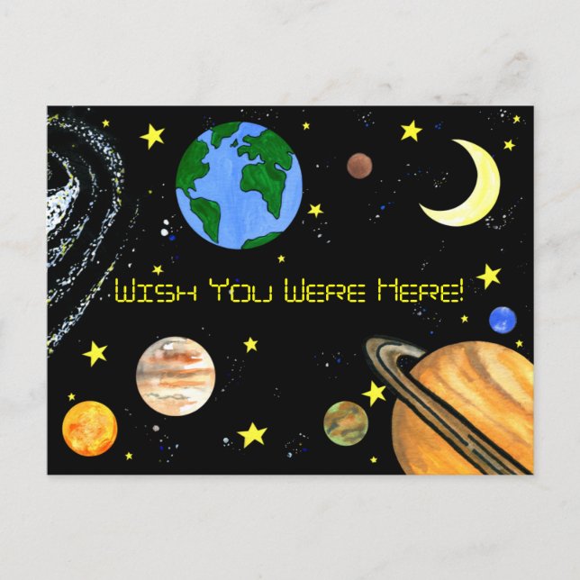 Happy Planets and Space Postcard (Front)