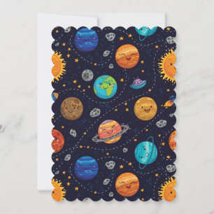 Happy Planets Flat Greeting Card