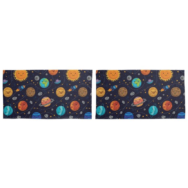 Happy Planets Pillowcases (Front-Set)