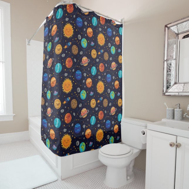 Happy Planets Shower Curtain (In Situ)