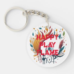 Happy Play Flame Design for a Bold Look Key Ring