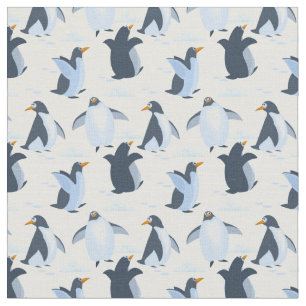 Happy Playful Penguins Fabric