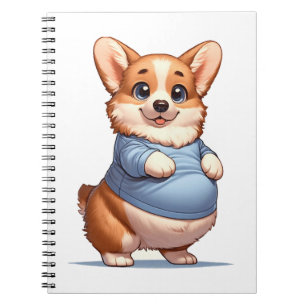 Happy Playful Pup Big Belly Corgi Smiles Tee funny Notebook