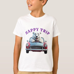 🚗 Happy Polar Bear Road Trip Adventure 🐾 T-Shirt