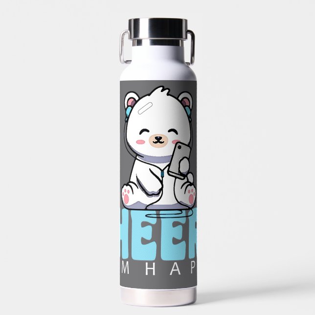 Happy Polar Bear Water Bottle (Front)
