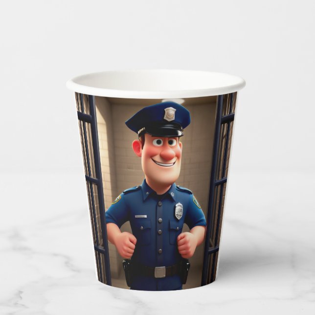 Happy Policeman Paper Cups (Front)