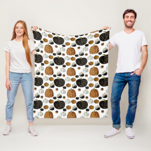 Happy polka dots pumpkin wallpaper fleece blanket