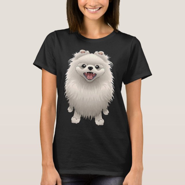 Happy Pomeranian (White Fur Version) T-Shirt (Front)