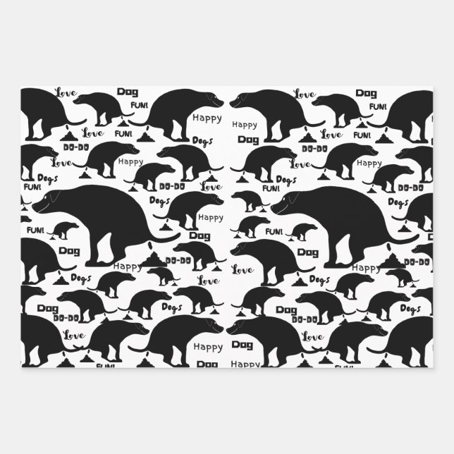 Happy Pooping Dog Wrapping Paper Sheet (Front)
